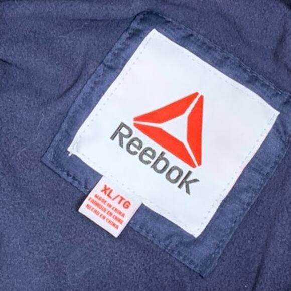 Reebok Men Windbreaker Jacket Red White Blue Sz XL Spellout Logo Lined OMZXH2 - Picture 2 of 9